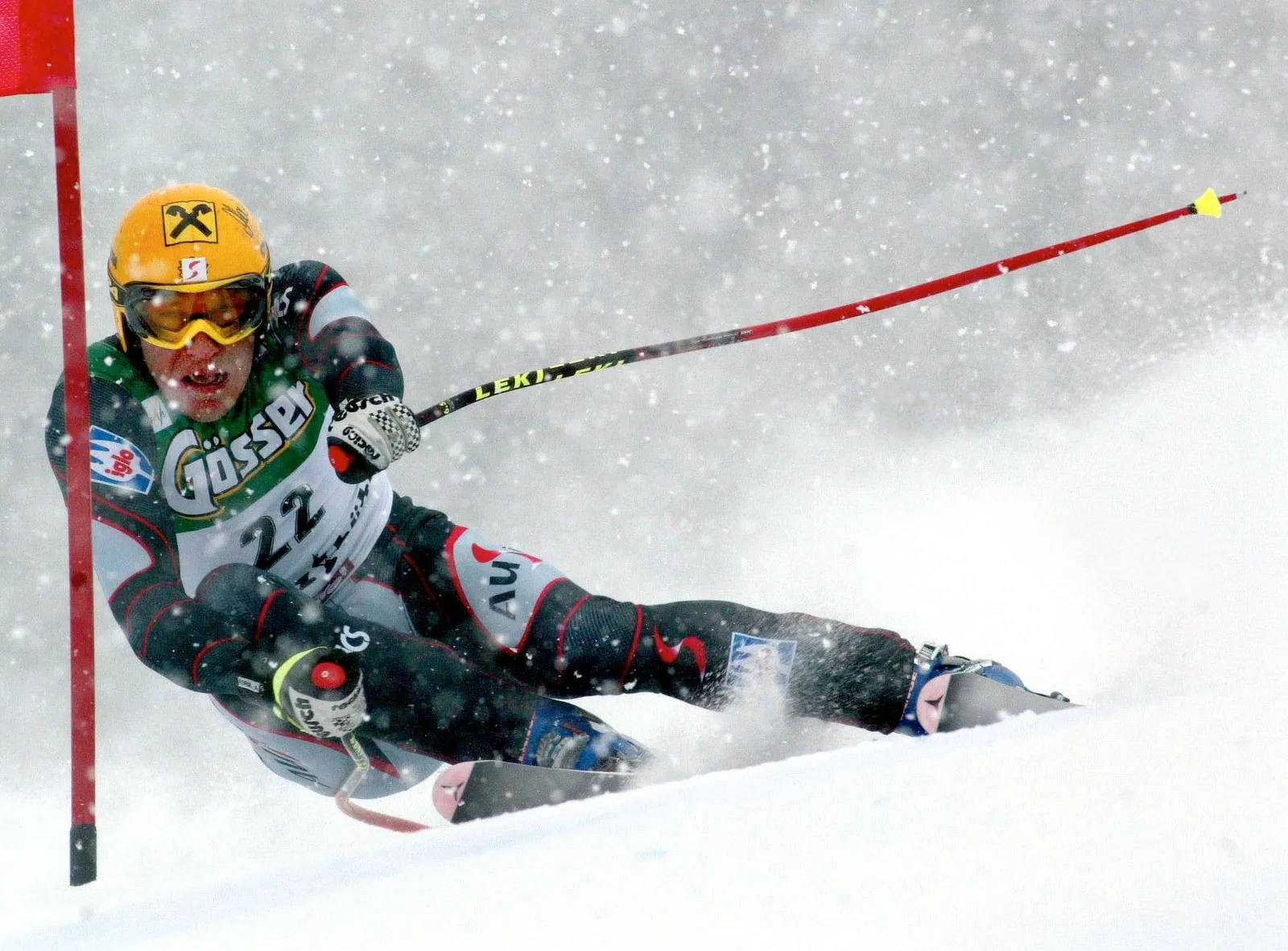 Hermann Maier beim legendären Super-G-Sieg am 27. Jänner 2001.